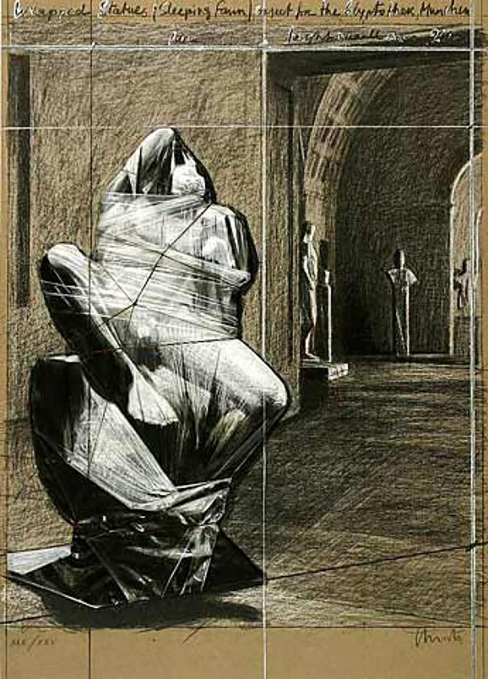 Wrapped Statues, Sleeping Fawn, Project for the Glyptothek by Christo