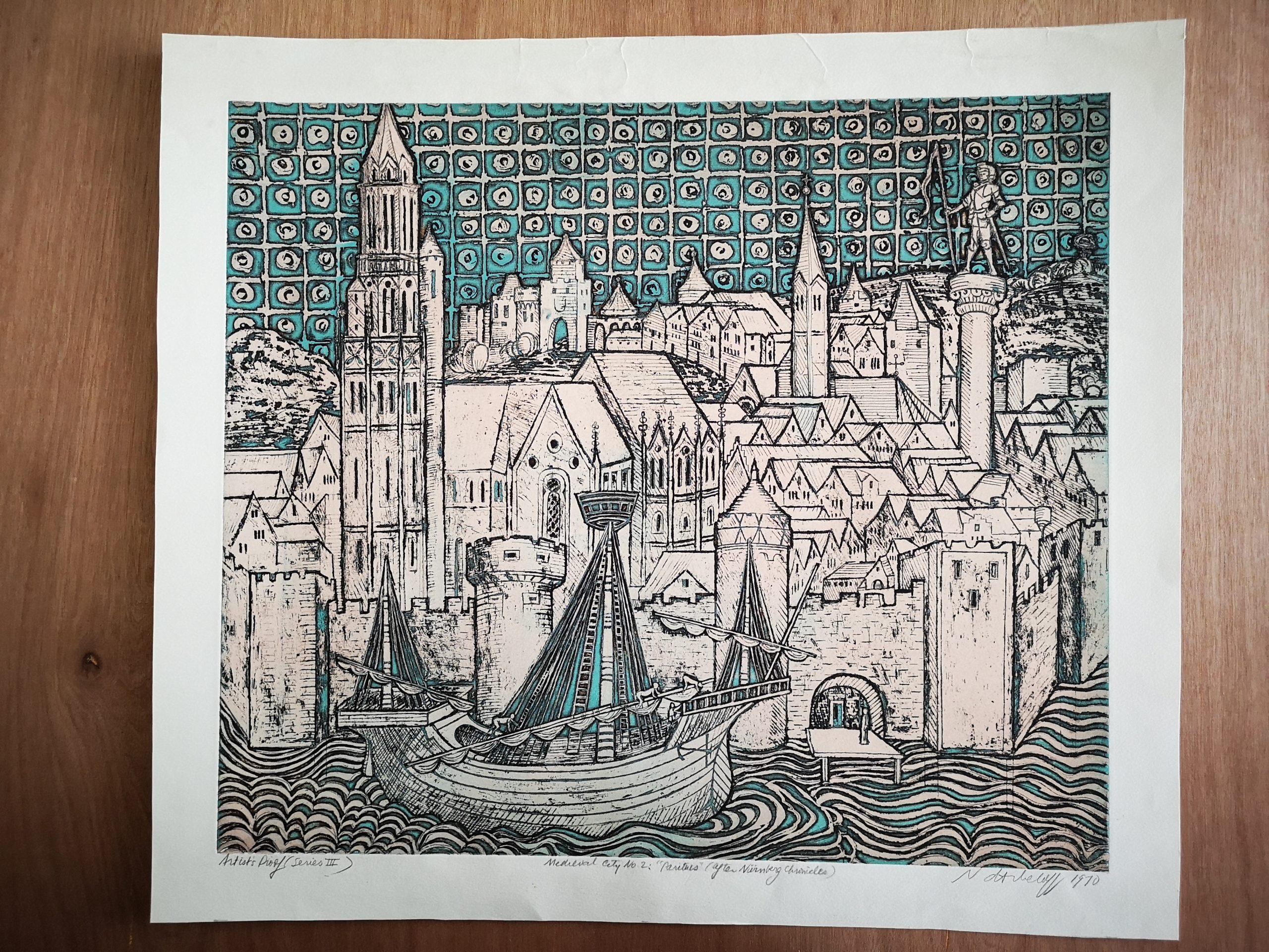 Medieval City No. 2 “Paritius” (after Nuremberg Chronicle 1493) by Natalie d'Arbeloff