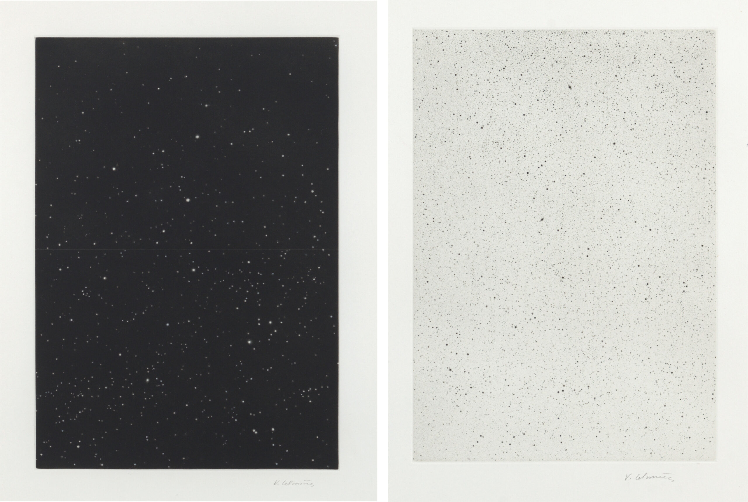 Divided Night Sky and Reverse Galaxy by Vija Celmins