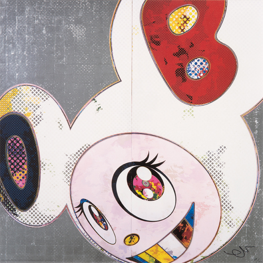 DOB in Pure White Robe (Navy and Vermilion) by Takashi Murakami