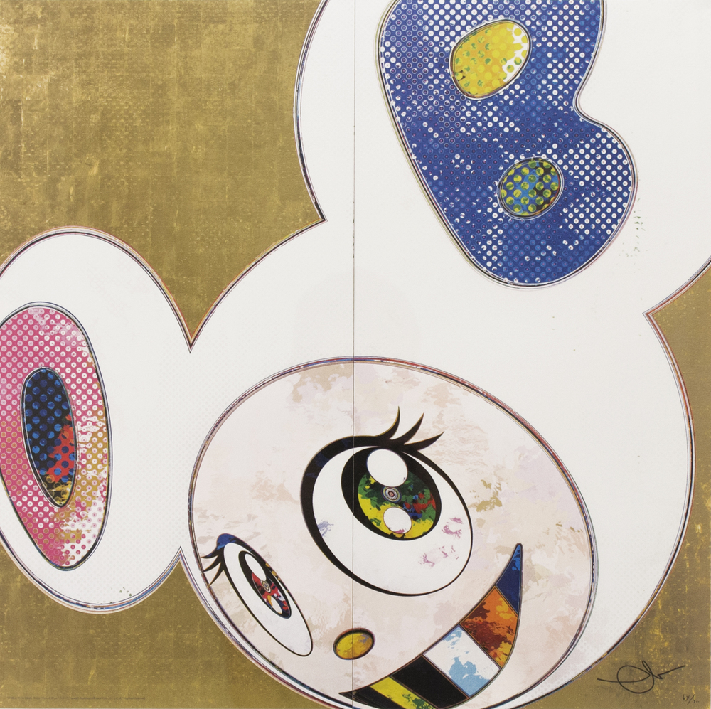 DOB in Pure White Robe (Pink and Blue) by Takashi Murakami