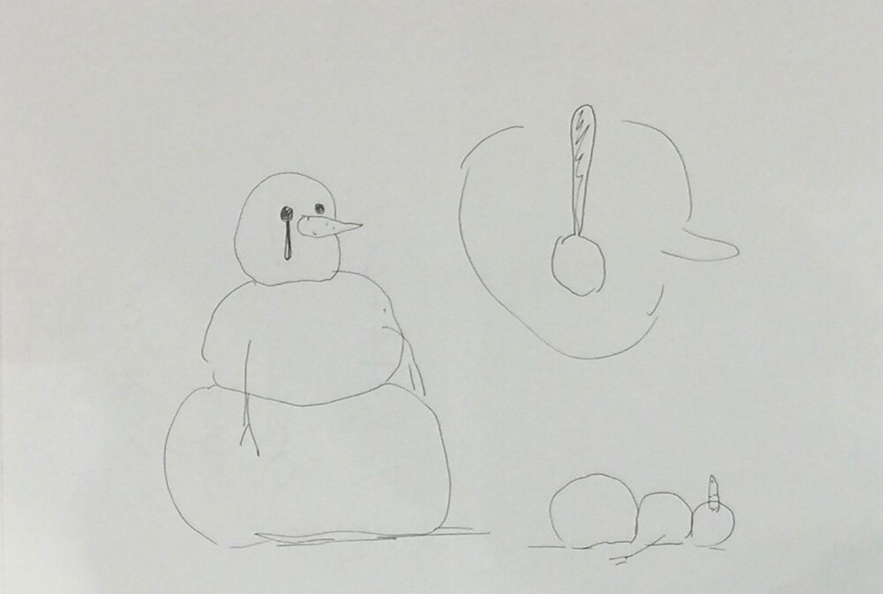 Untitled Snowman Drawing by Olav Westphalen