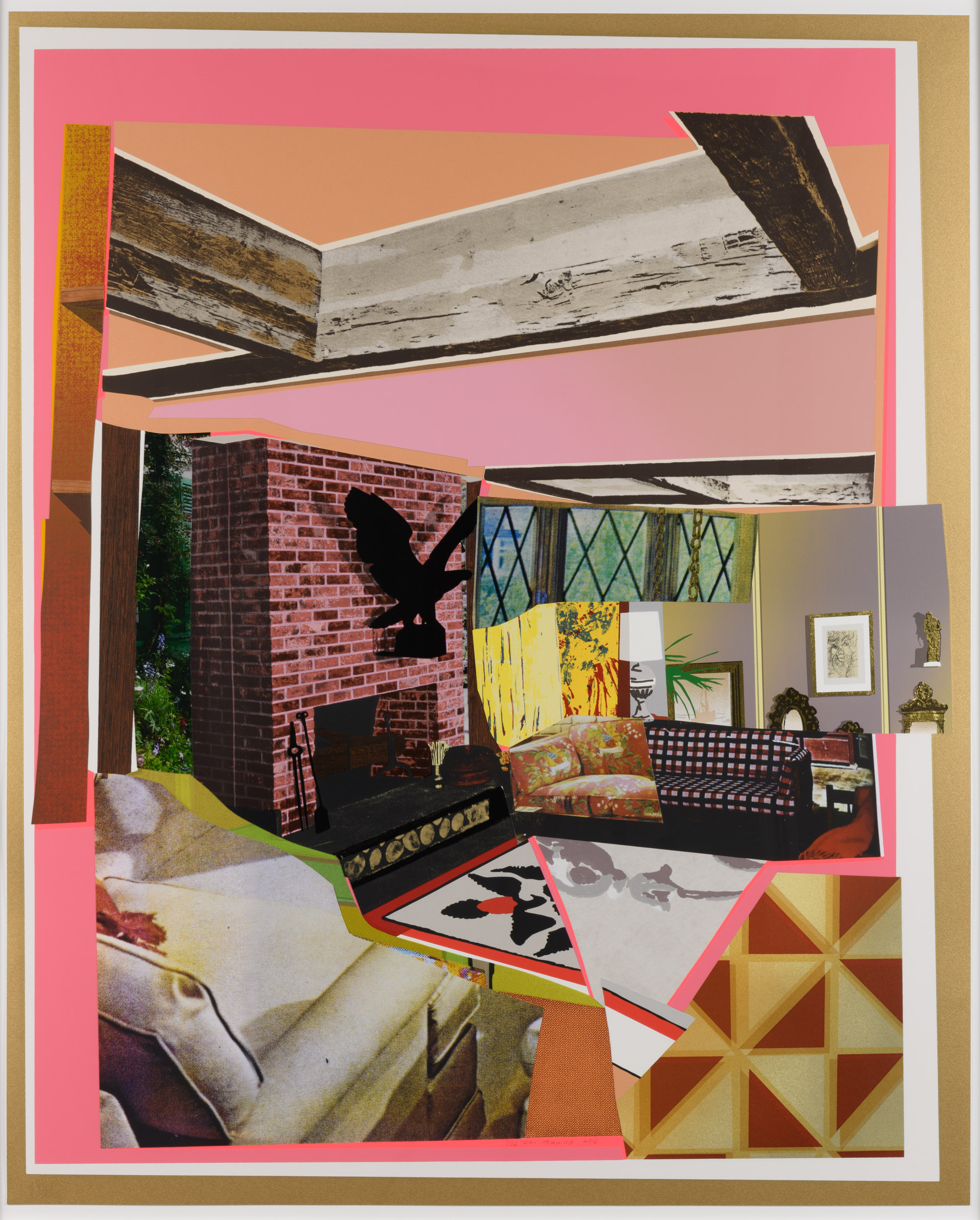 Interior: Fireplace with Blackbird by Mickalene Thomas