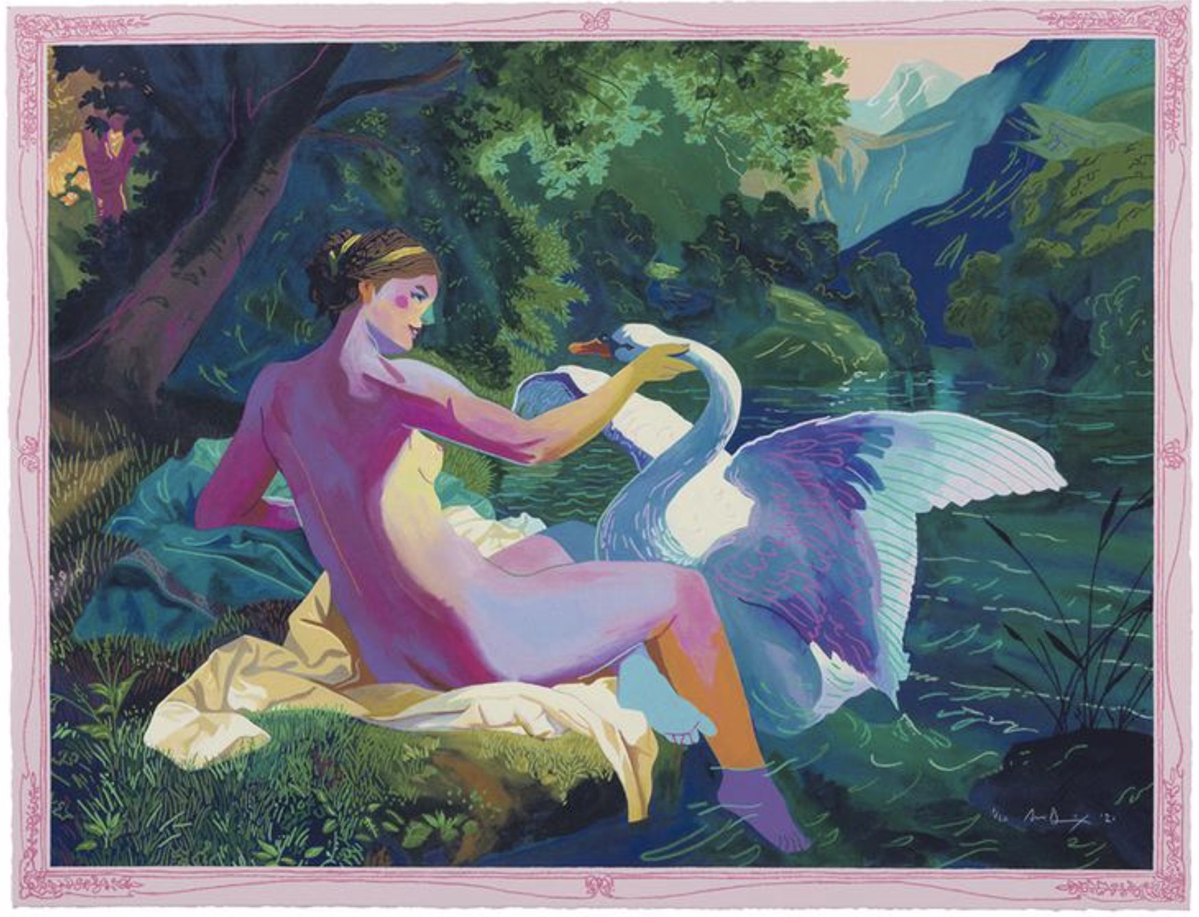 Leda and the Swan Painting by Andy Dixon