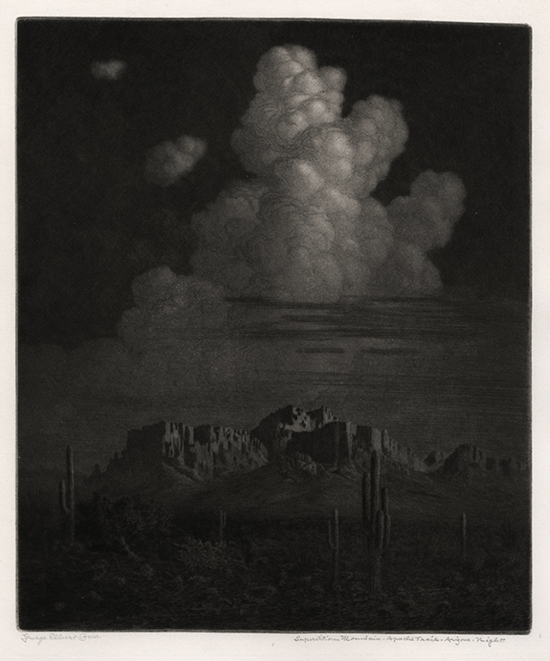 Superstition Mountain – Apache Trail, Arizona, Night (No. 2) by George Elbert Burr