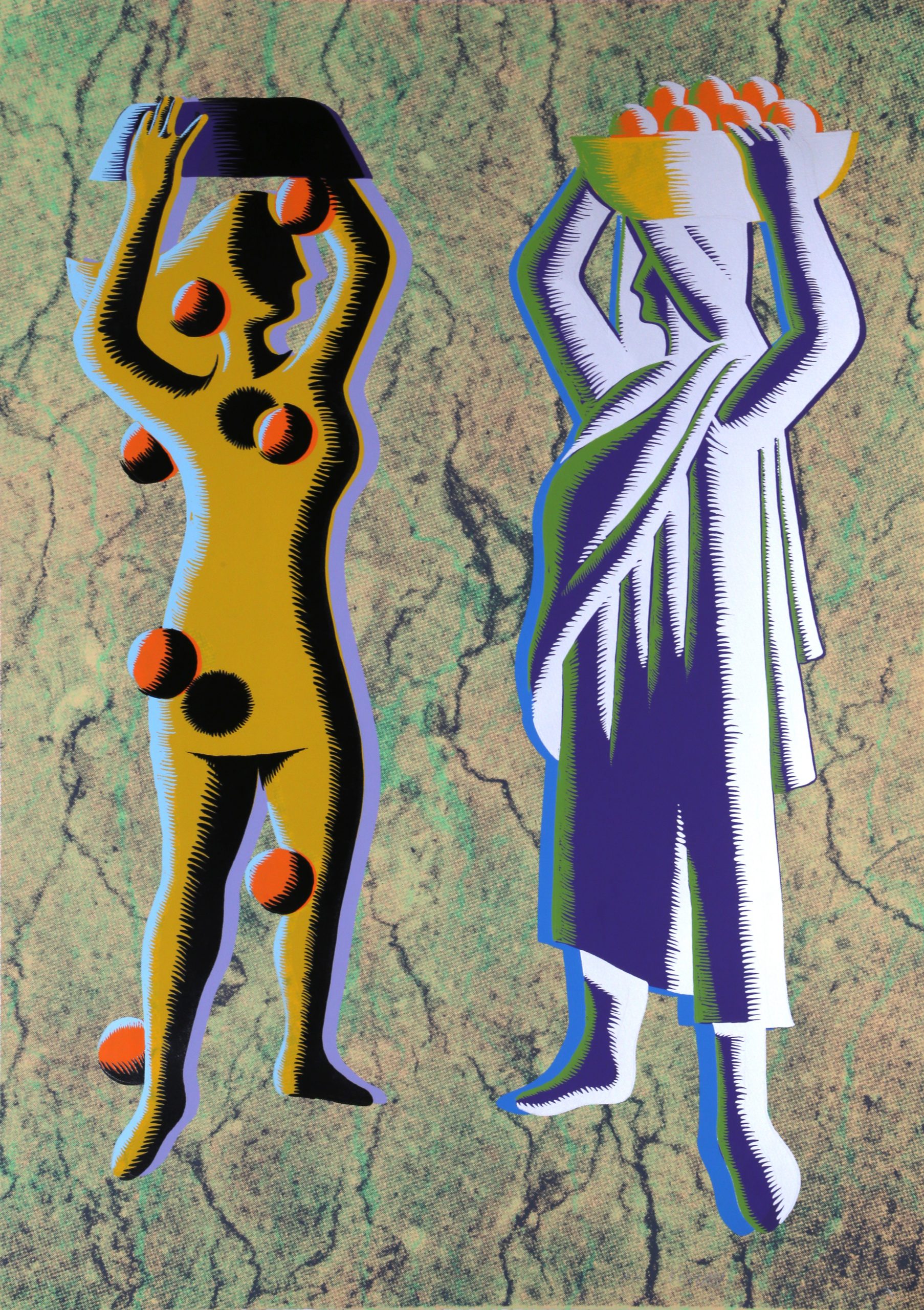 Two Cultures – Green by Mark Kostabi