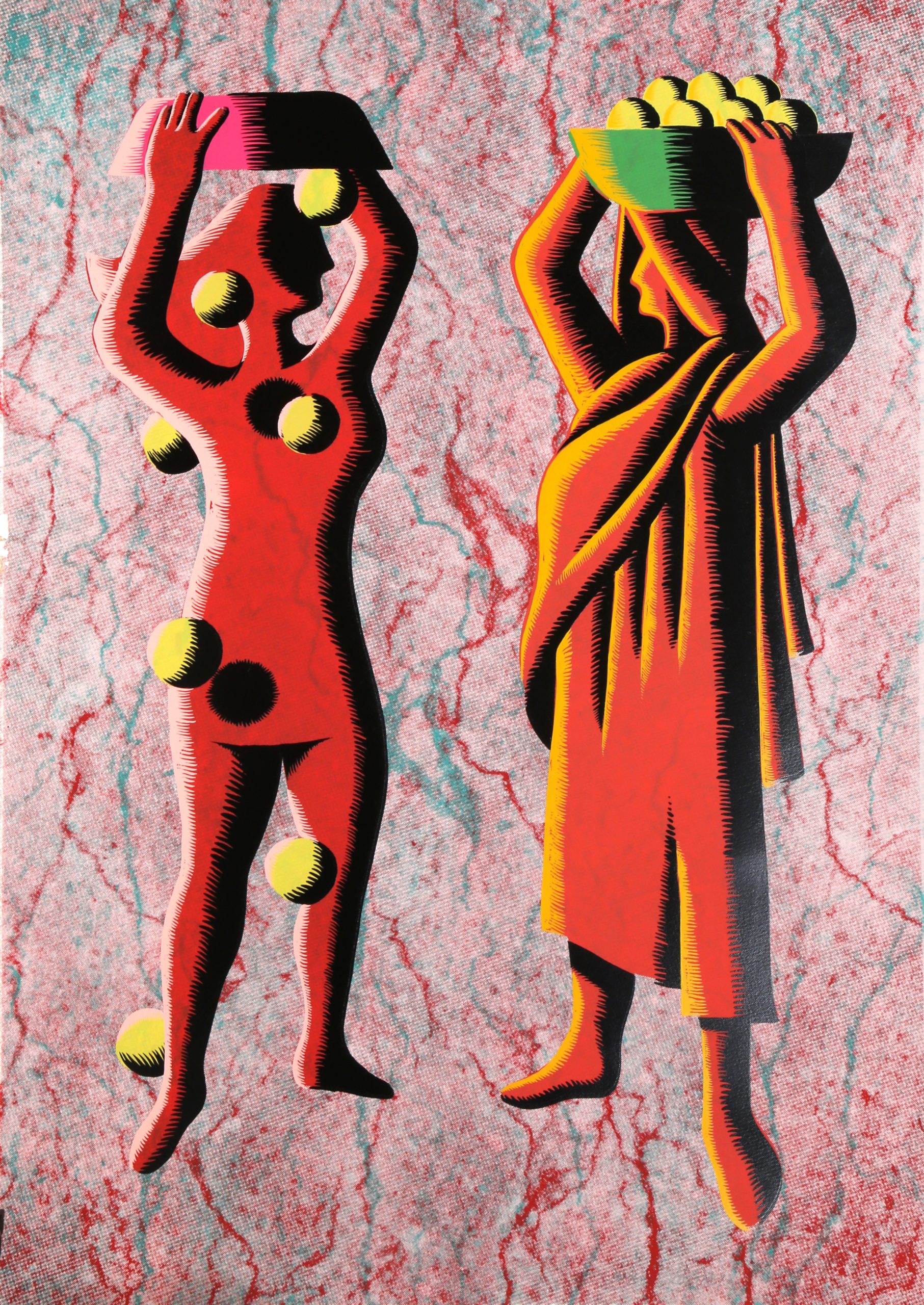 Two Cultures – Red by Mark Kostabi