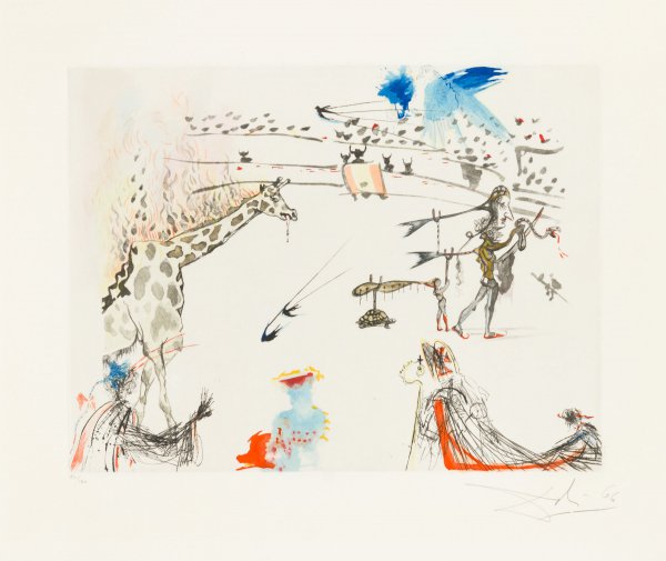 Salvador Dali prints: The Giraffe On Fire by Salvador Dali