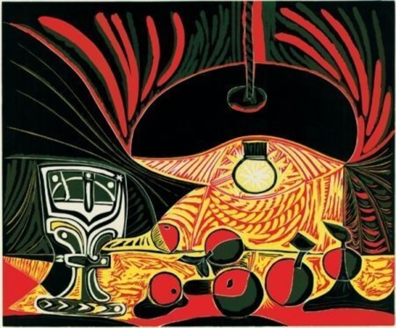 Nature morte au verre sous la lampe by Pablo Picasso