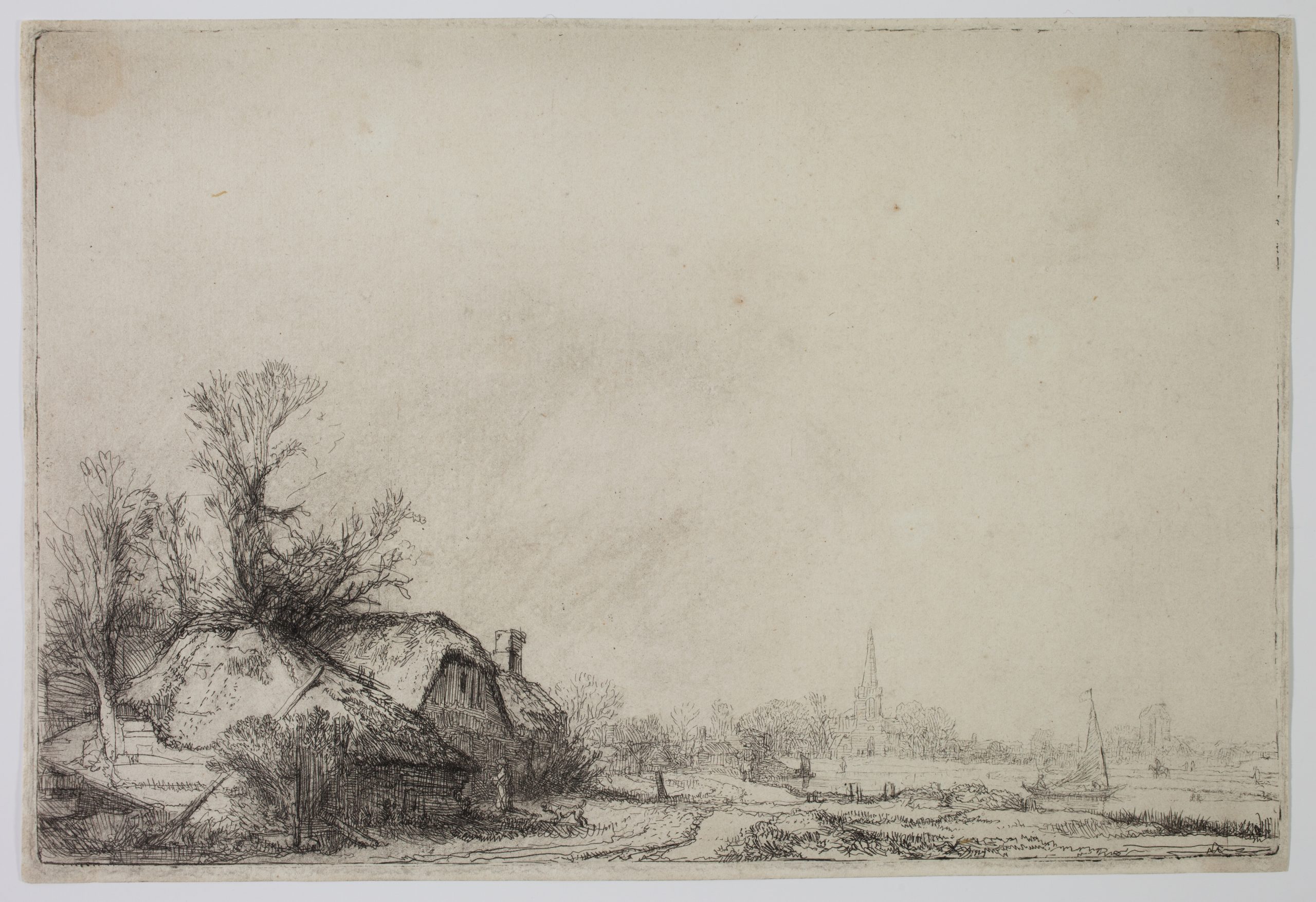 Cottage beside a Canal with a View of Ouderkerk by Harmensz van Rijn Rembrandt