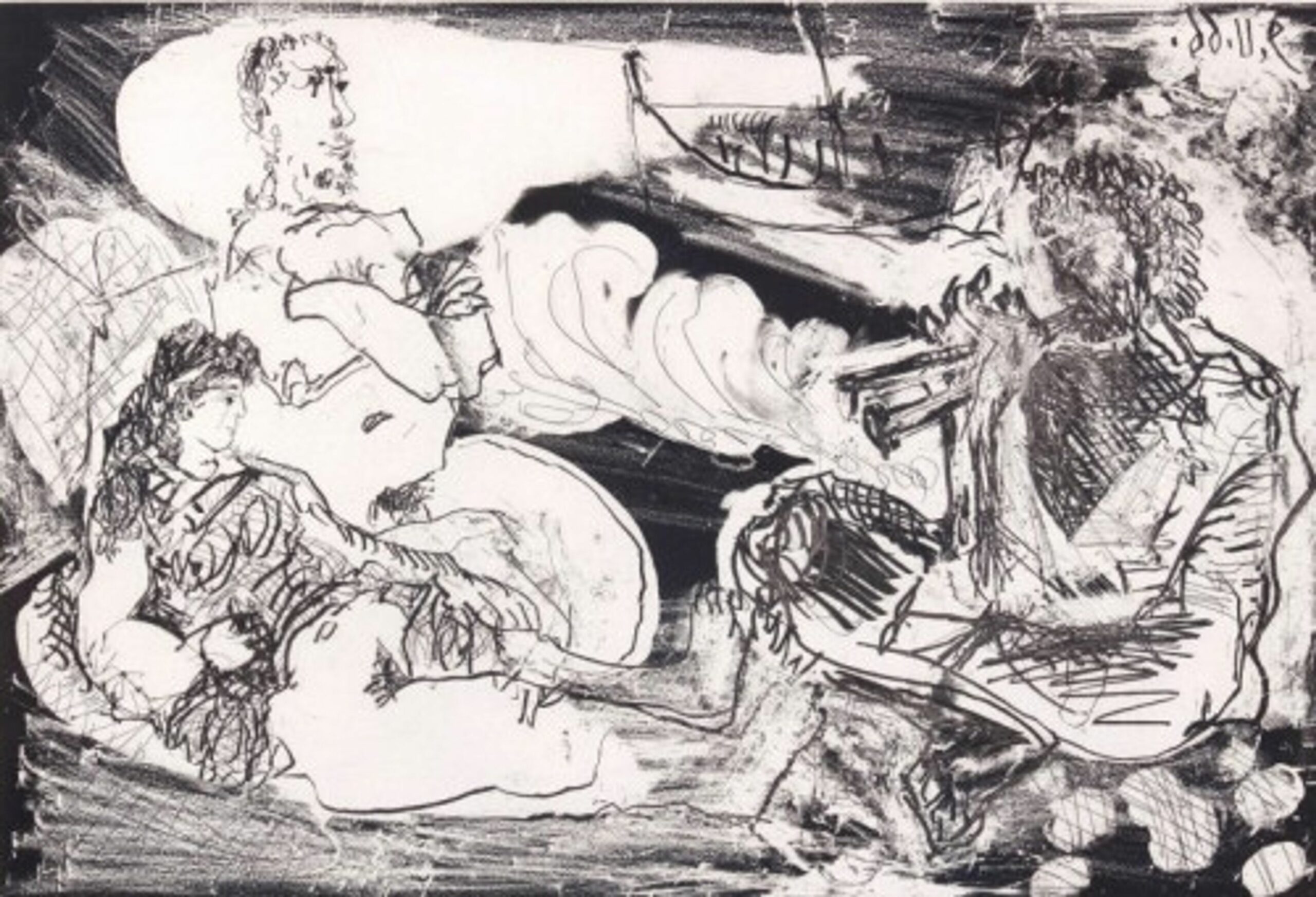 Joueur de Diaule et Couple Au Bord de la Mer by Pablo Picasso