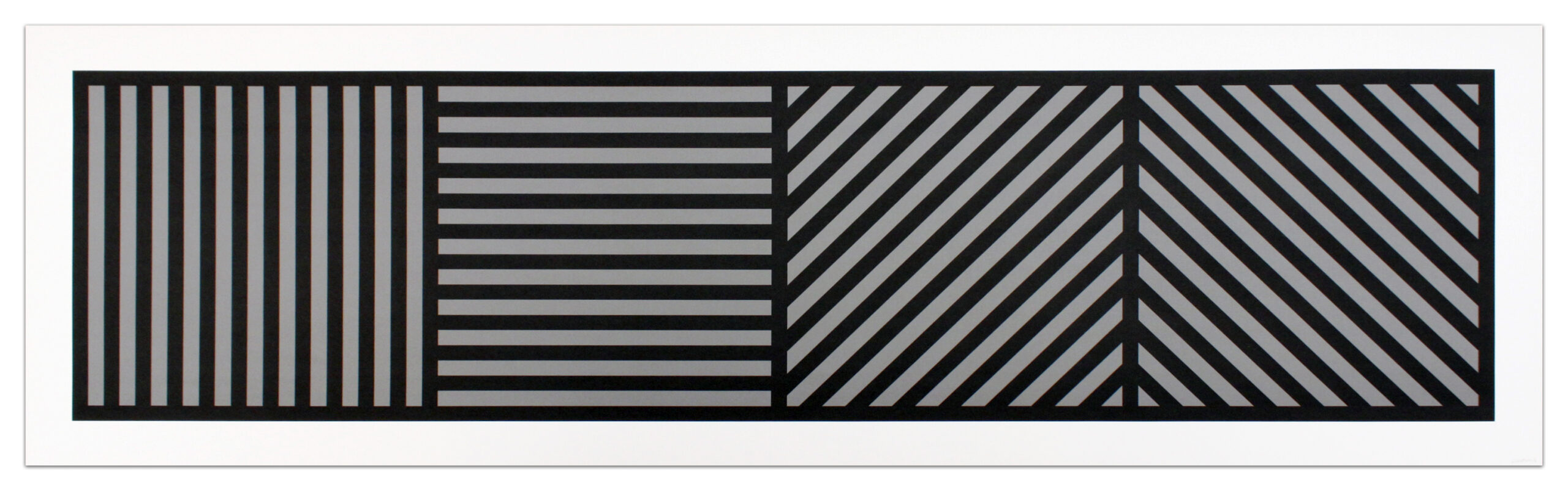 Bands of Lines One Inch Wide in Four Directions in Black & Gray by Sol LeWitt