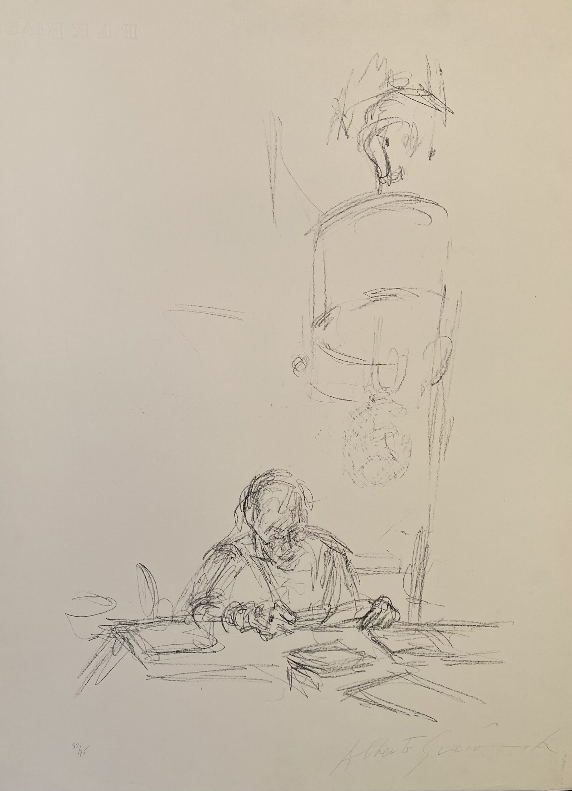 La mère de l’artiste lisant sous la lampe à Stampa I by Alberto Giacometti