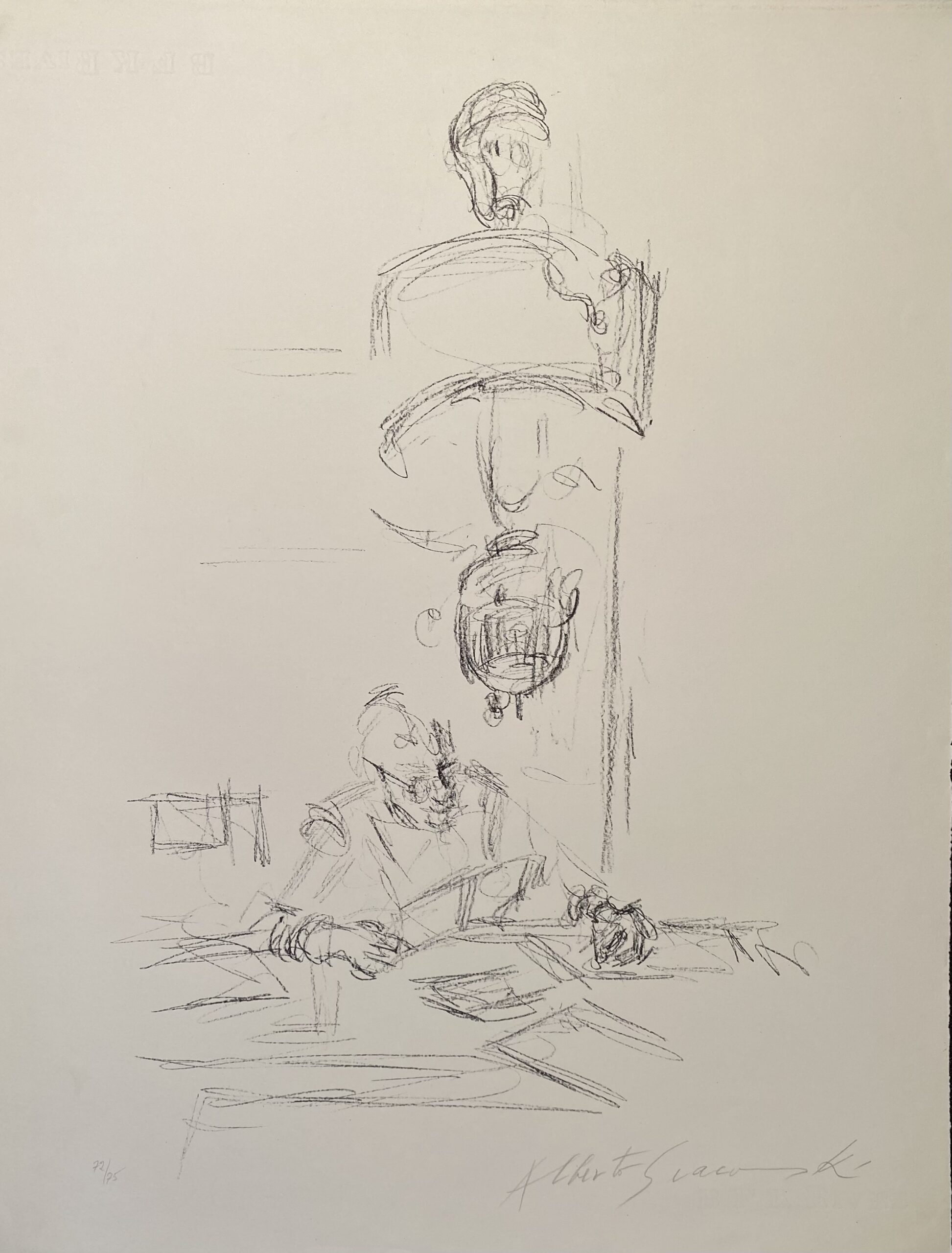 La mère de l’artiste lisant sous la lampe à Stampa III by Alberto Giacometti