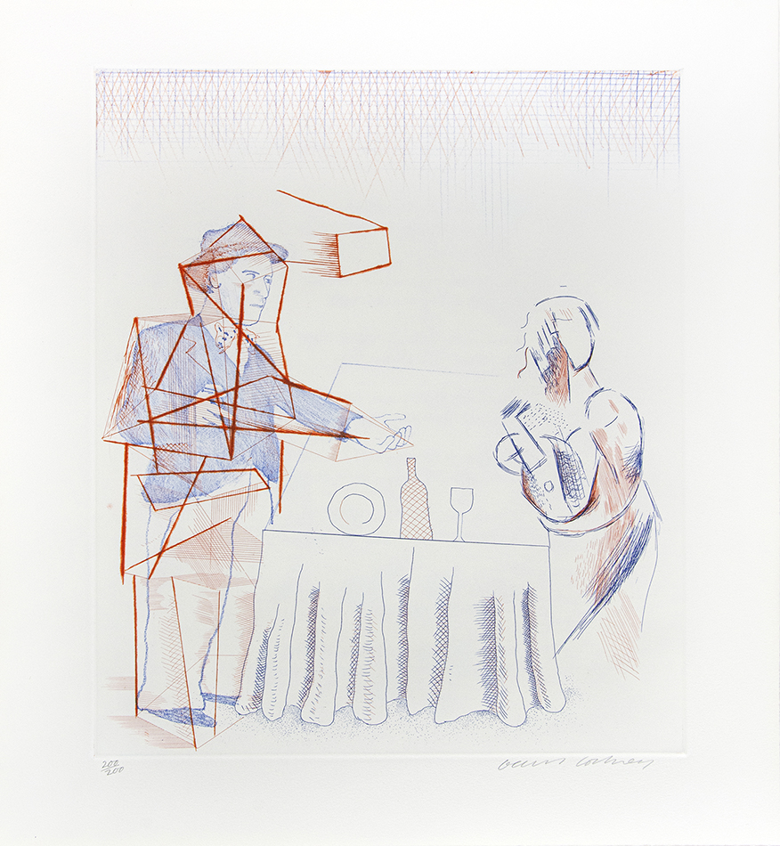 Figures with Still Life, from ‘The Blue Guitar’ portfolio by David Hockney