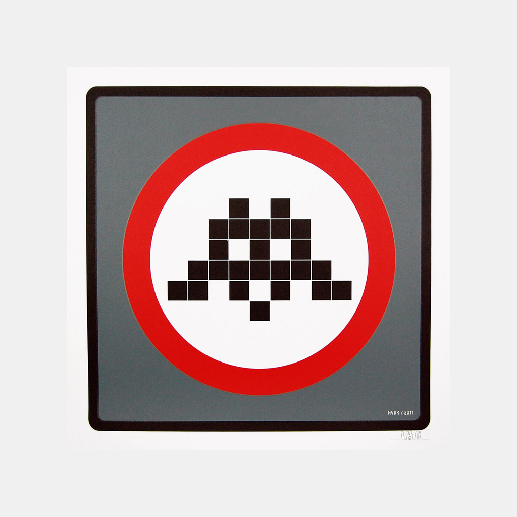 Warning (Grey) by Invader