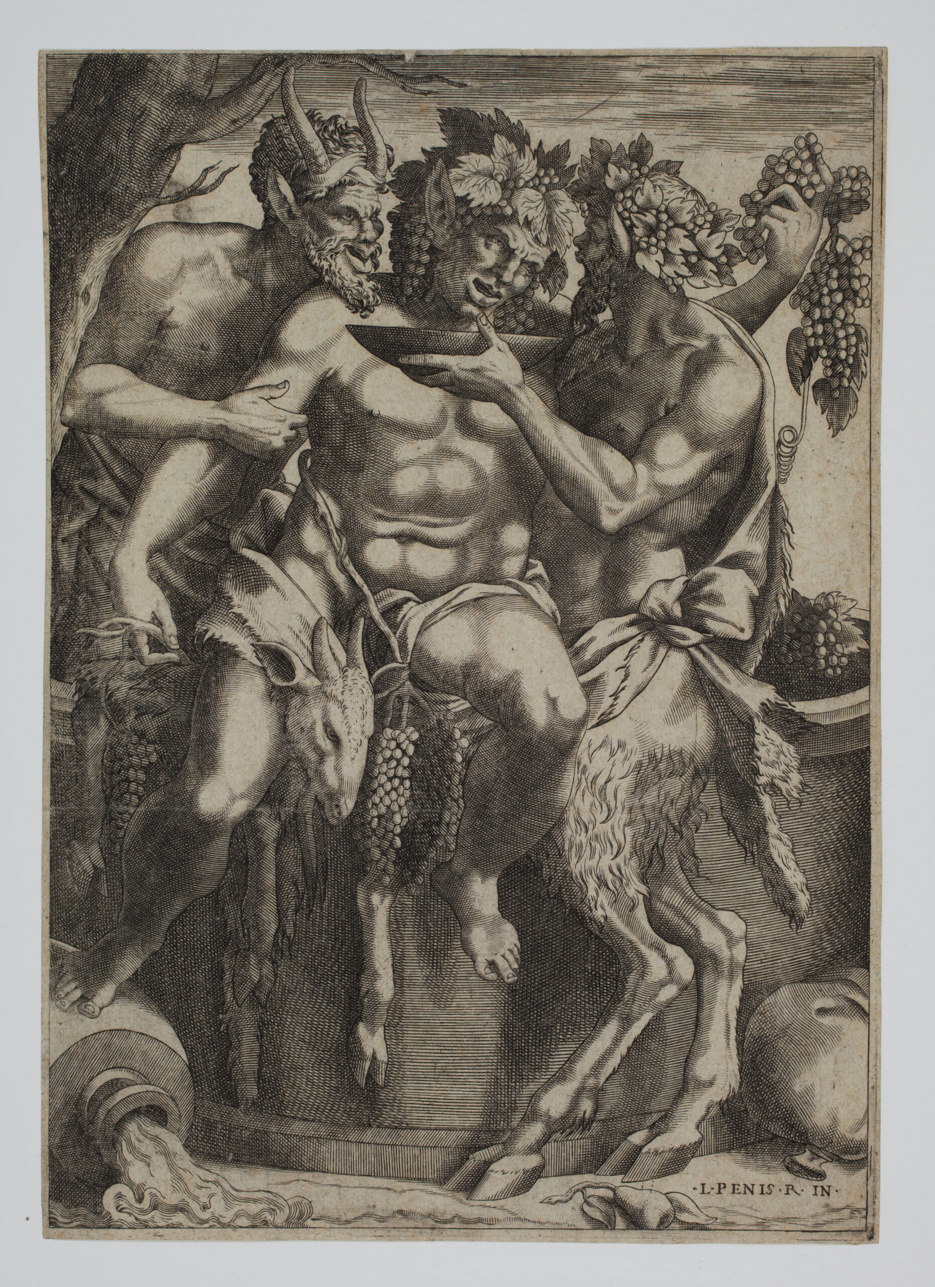 Silenus with two Satyrs, after Luca Penni by Boyvin René