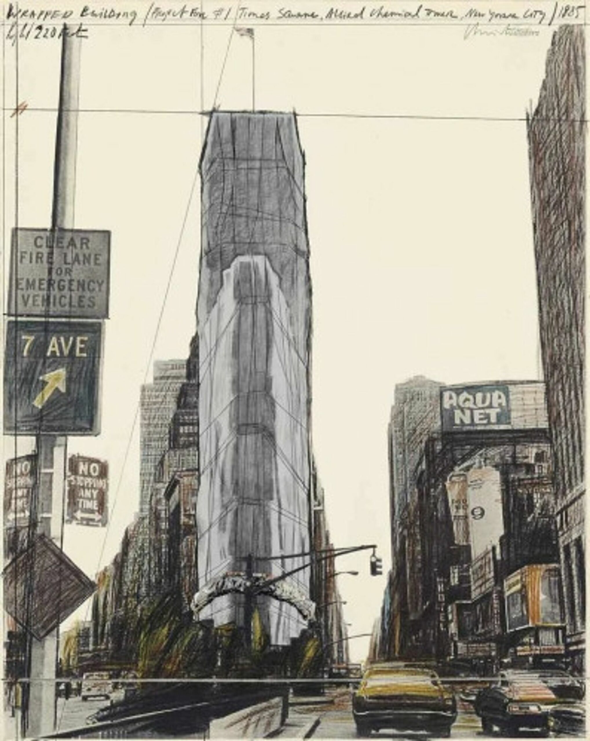 Wrapped building, project for 1 Times Square, New York by Christo