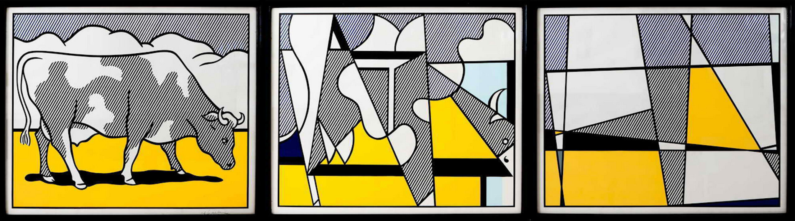 Cow Going Abstract (Cow Tryptich) by Roy Lichtenstein