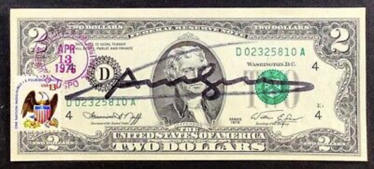 Two Dollar Bill by Andy Warhol