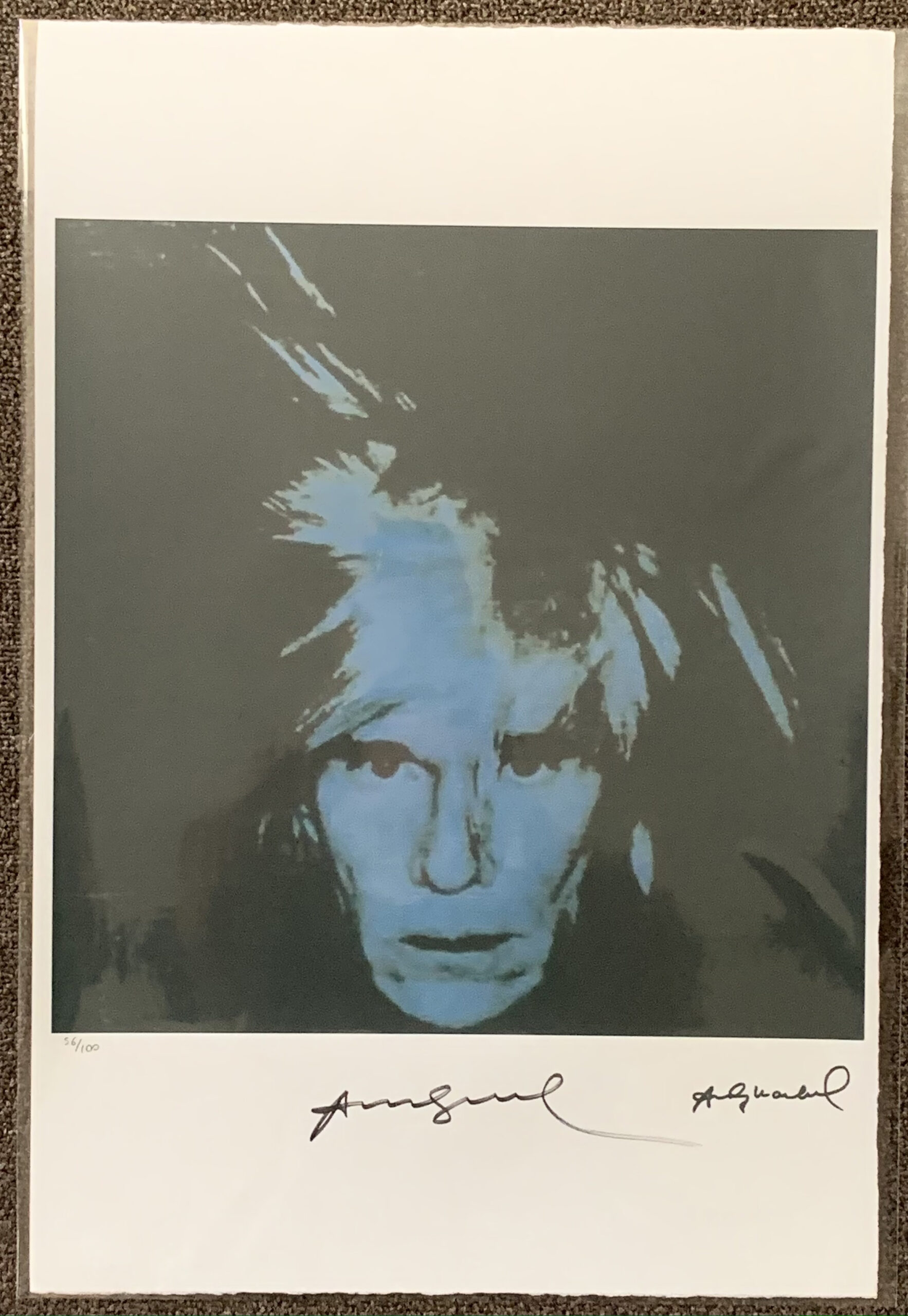 Self Portrait In Blue by Andy Warhol (after)