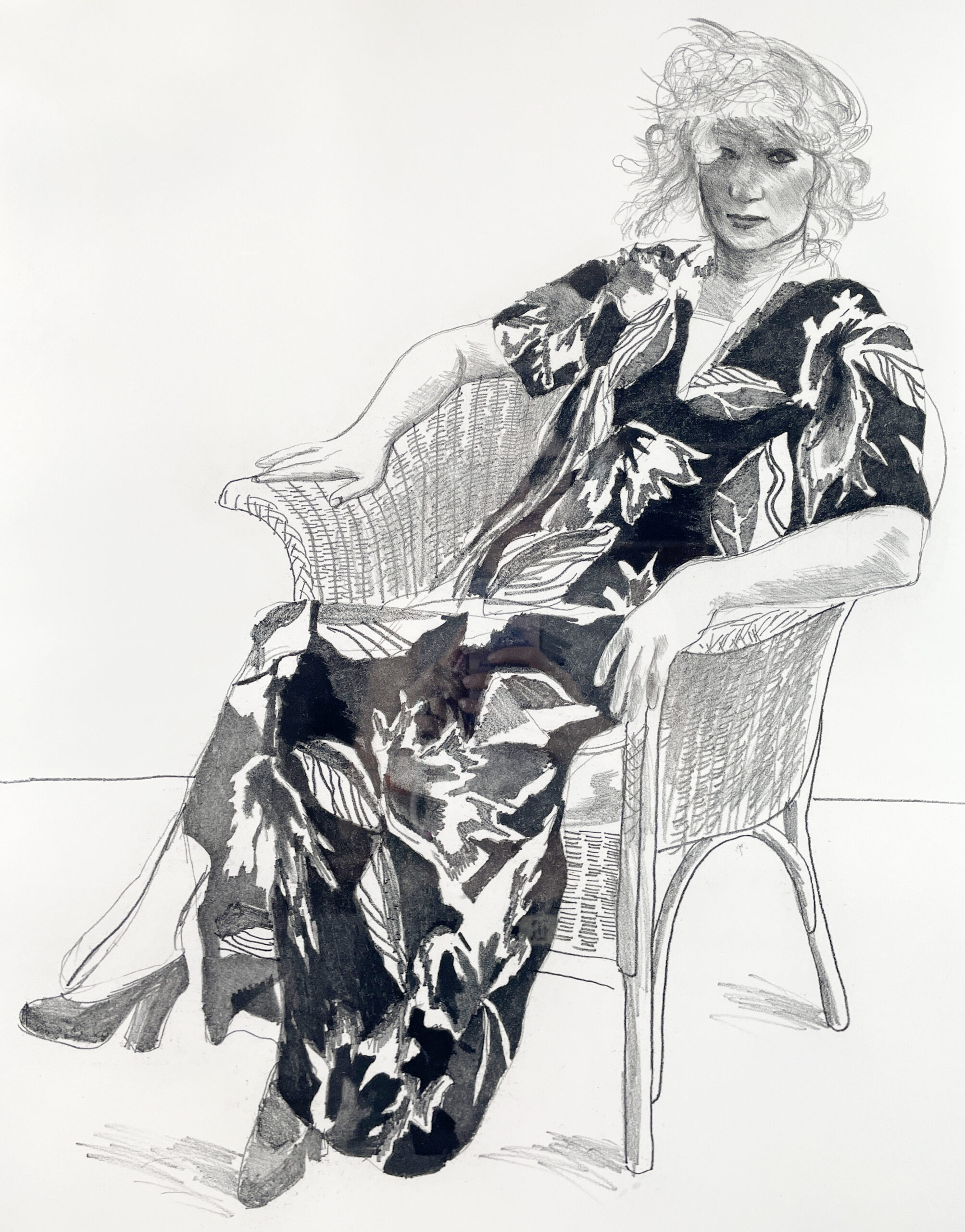 Celia in a Wicker Chair (black state) (On hold) by David Hockney