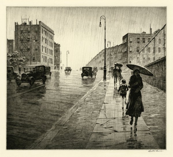 Martin Lewis Prints | Rainy Day, Queens by Martin Lewis