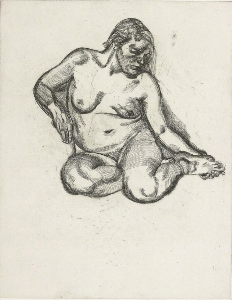  Lucian Freud Etchings | Girl Holding Her Foot by Lucian Freud