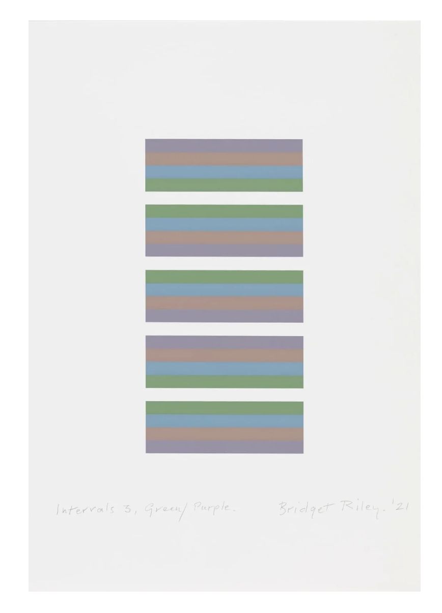 Intervals 3 – green/purple by Bridget Riley