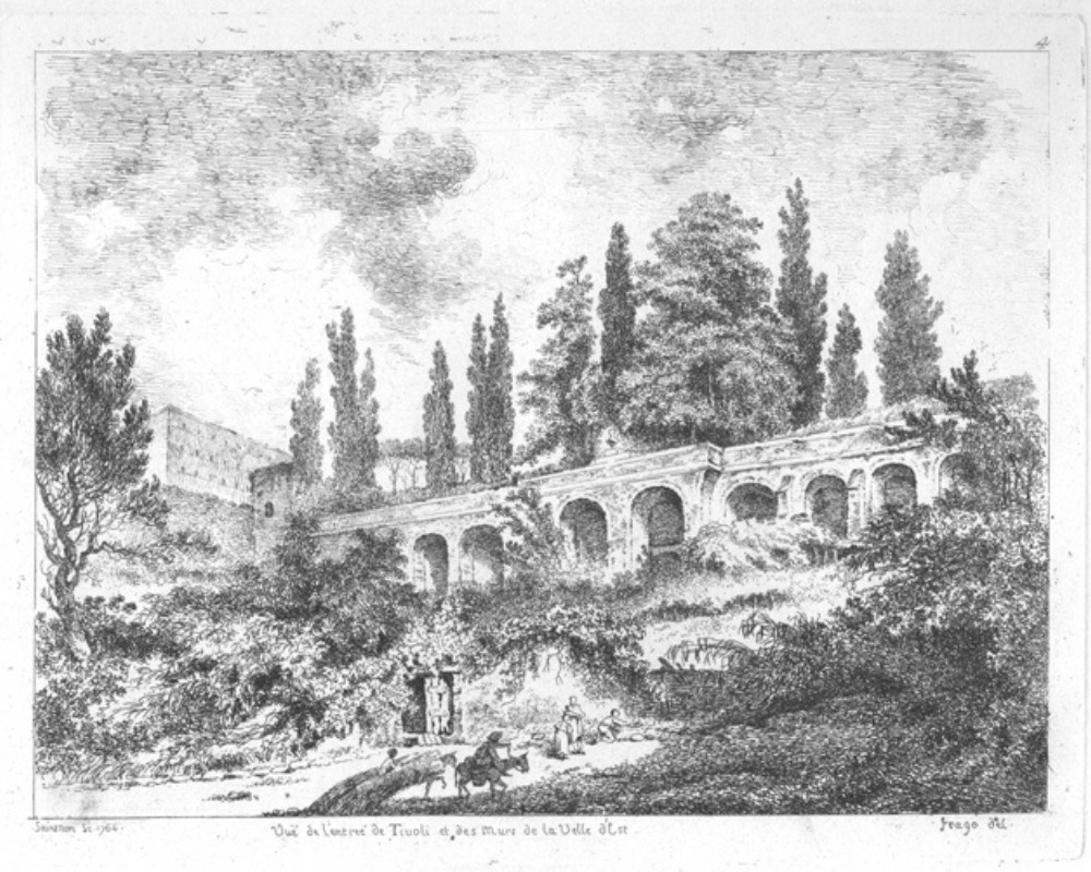 View of the entrance to Tivoli and the walls of the Villa d’Est by Jean-Claude-Richard Saint-Non