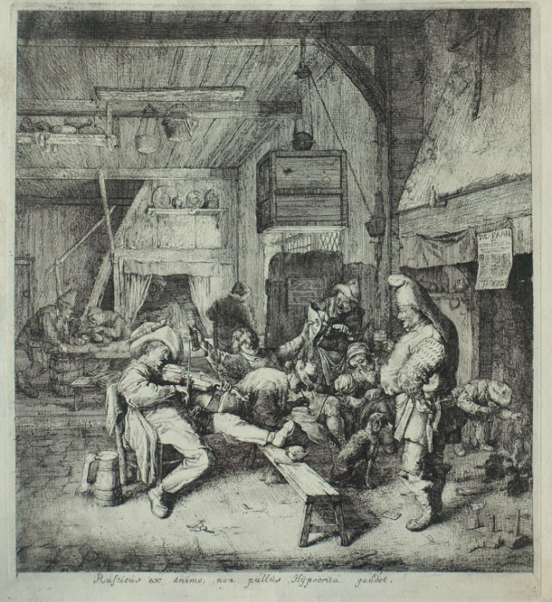 Fiddler in an Inn by Cornelis Dusart