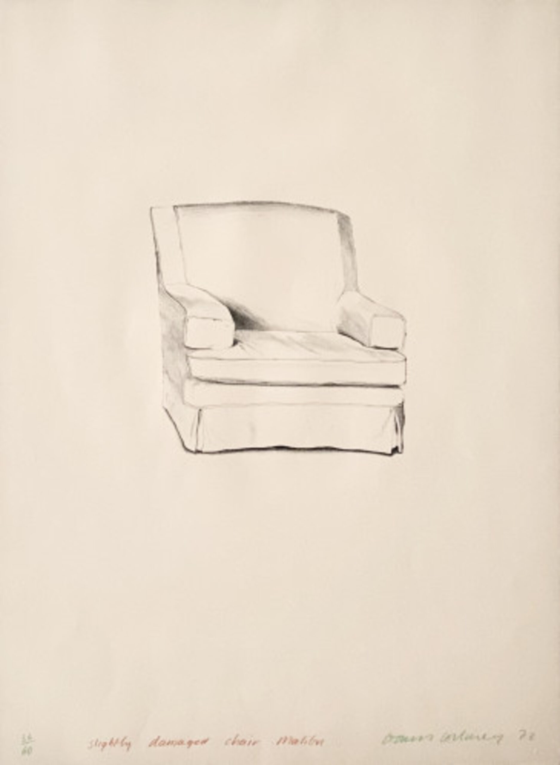 Slightly damaged chair, Malibu by David Hockney