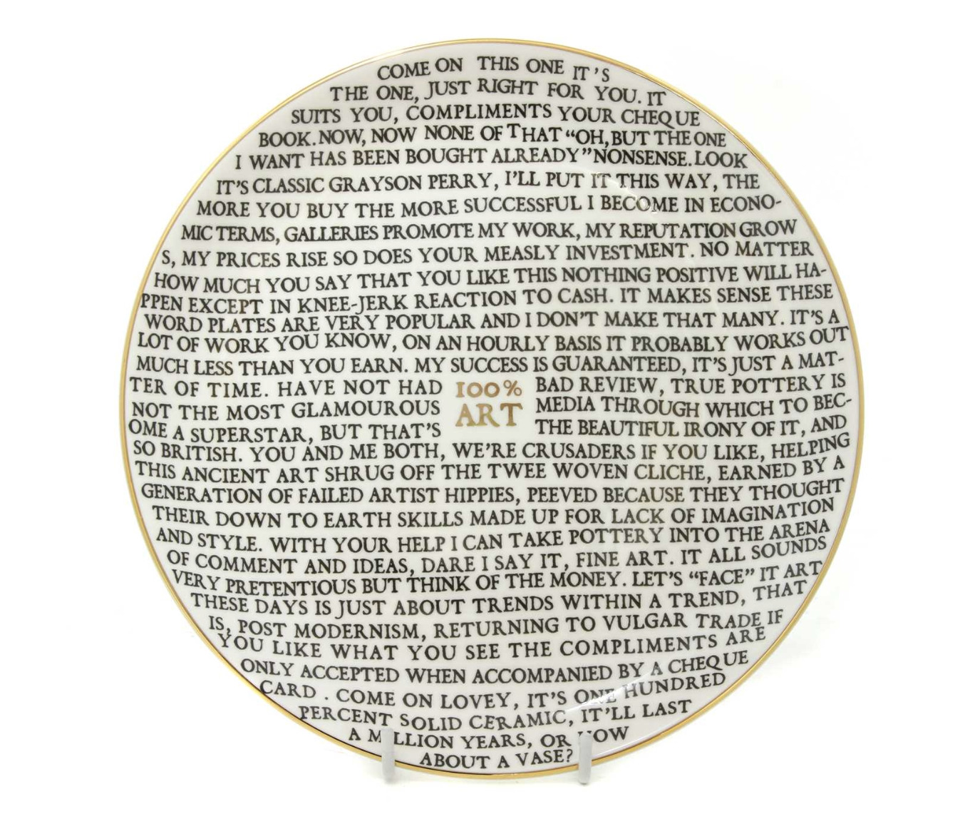 Grayson Perry – 100% Art plate by Grayson Perry RA