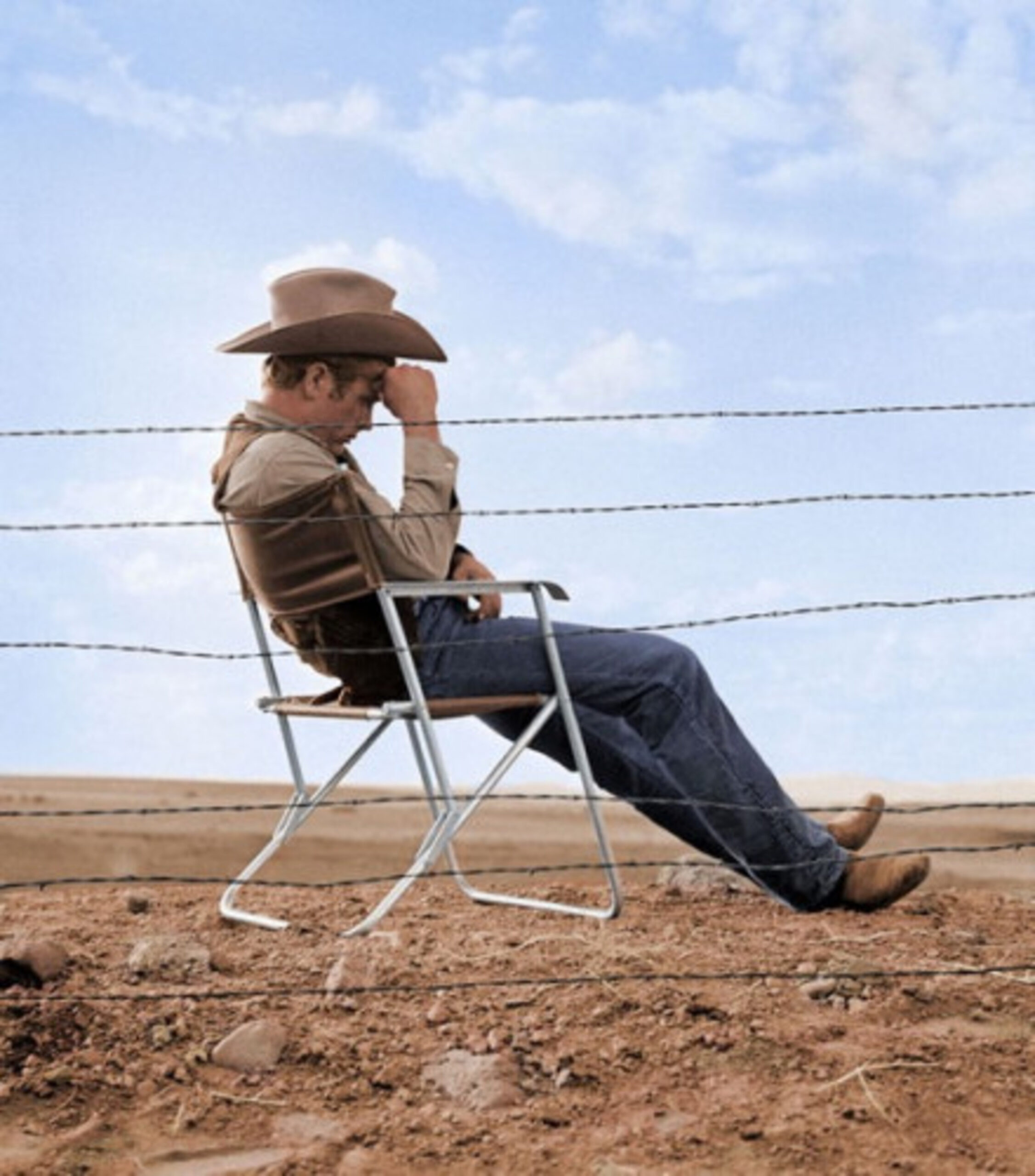 James Dean seated by Frank Worth