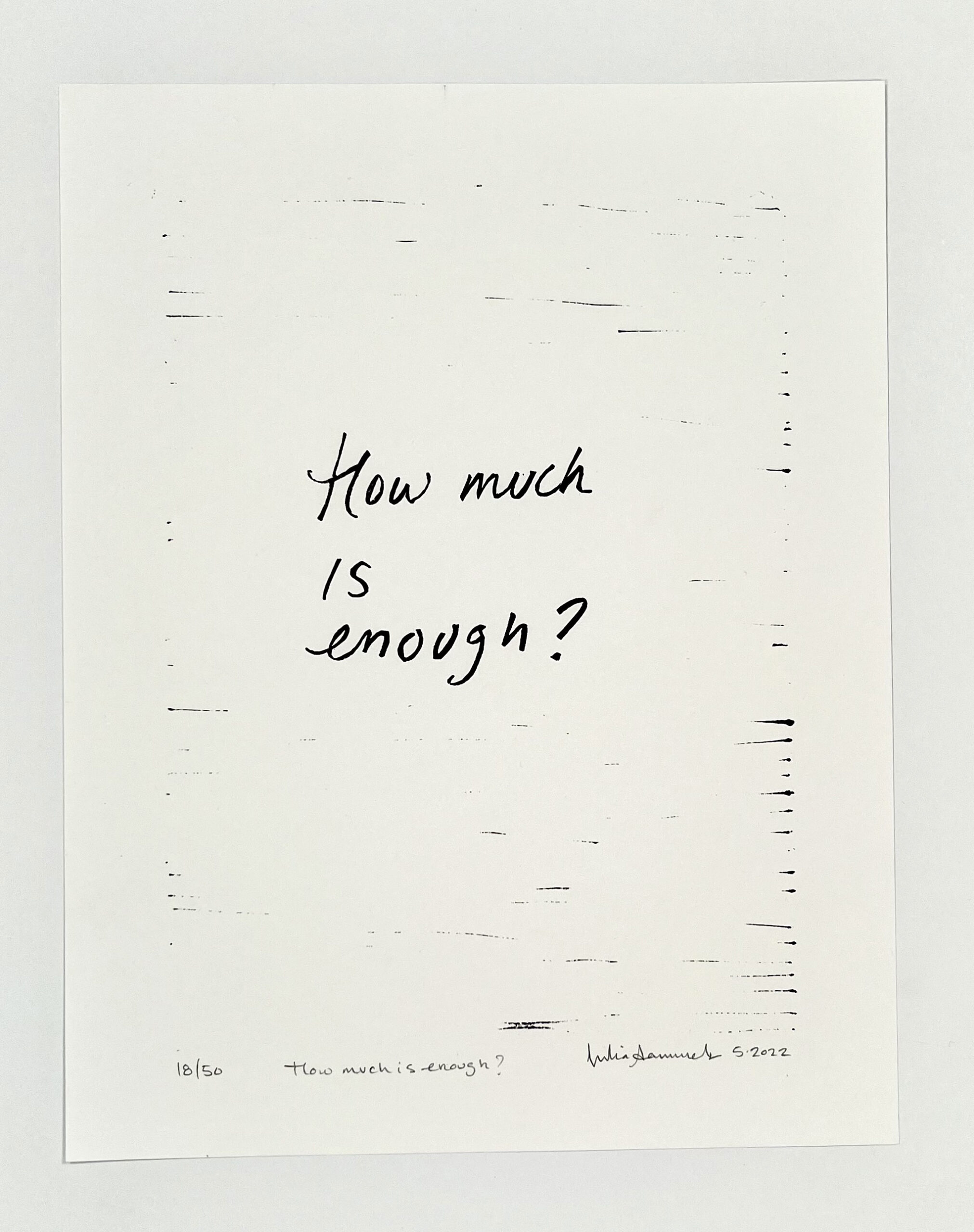 How much is enough? by Julia Samuels