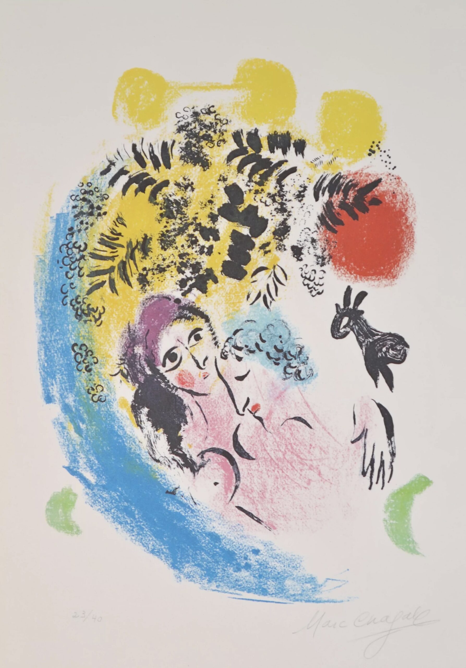 Les Amoureux A Soleil Rouge – M285 by Marc Chagall