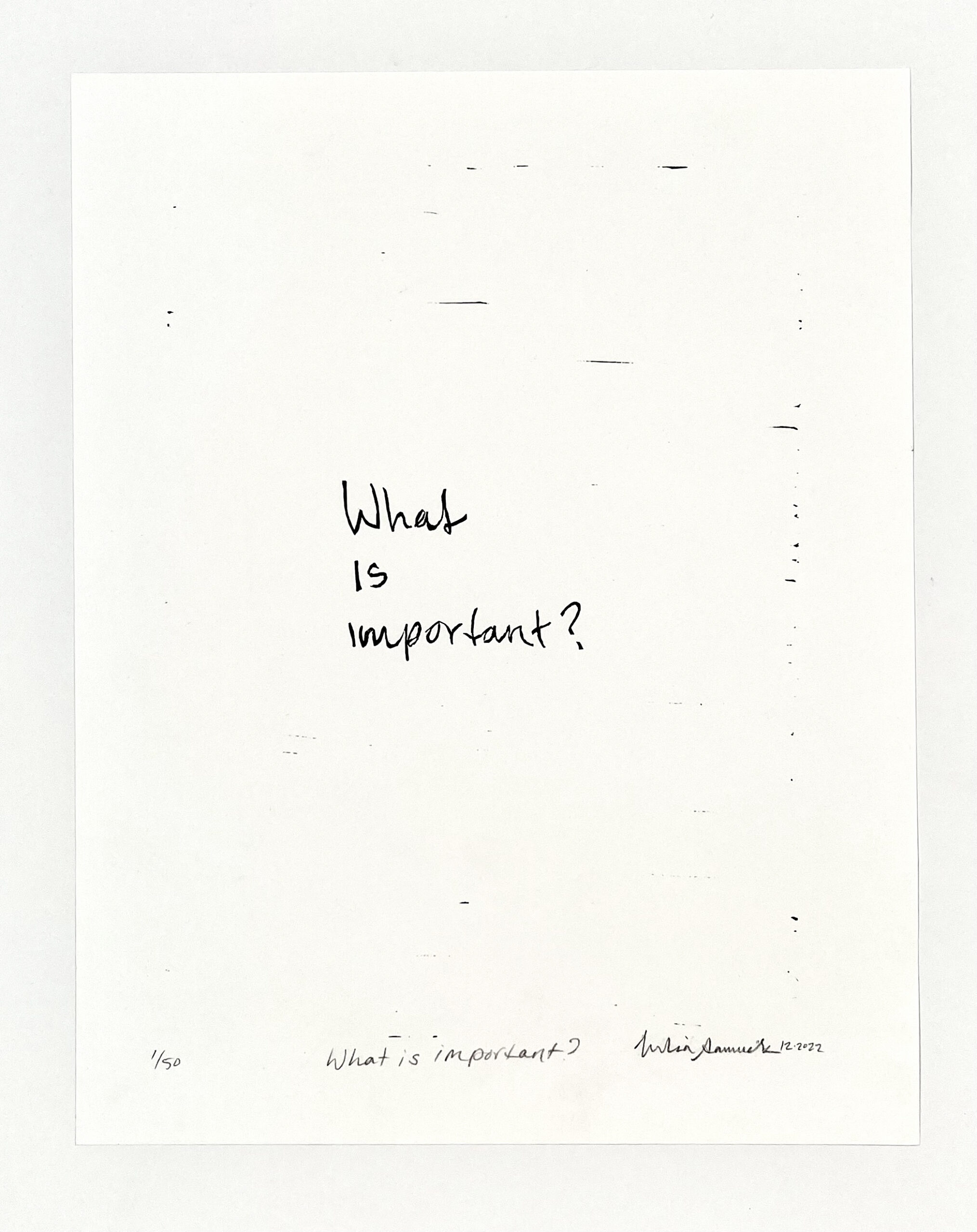 What is important? by Julia Samuels