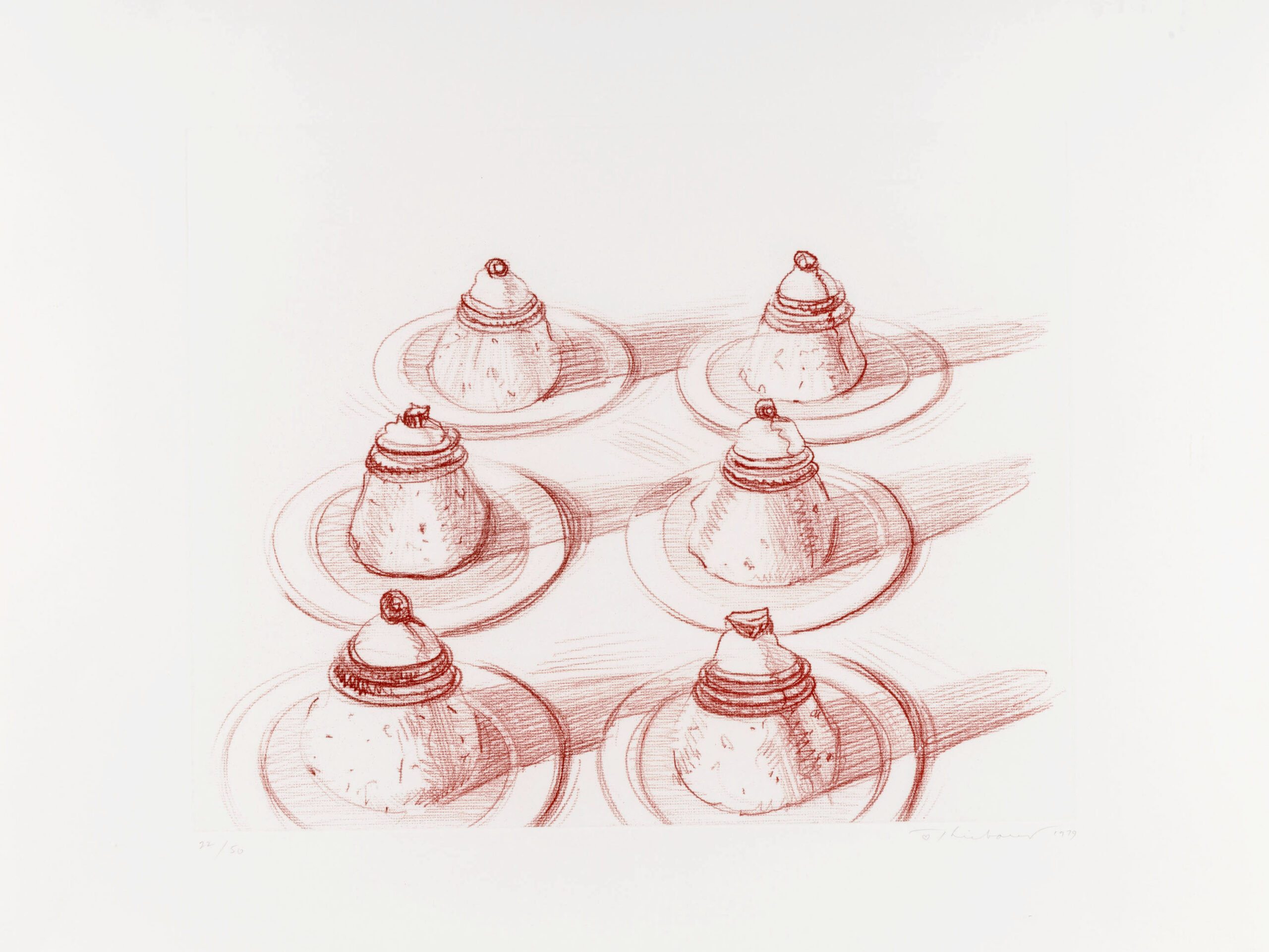 Six Italian Desserts, from Recent Etchings II by Wayne Thiebaud