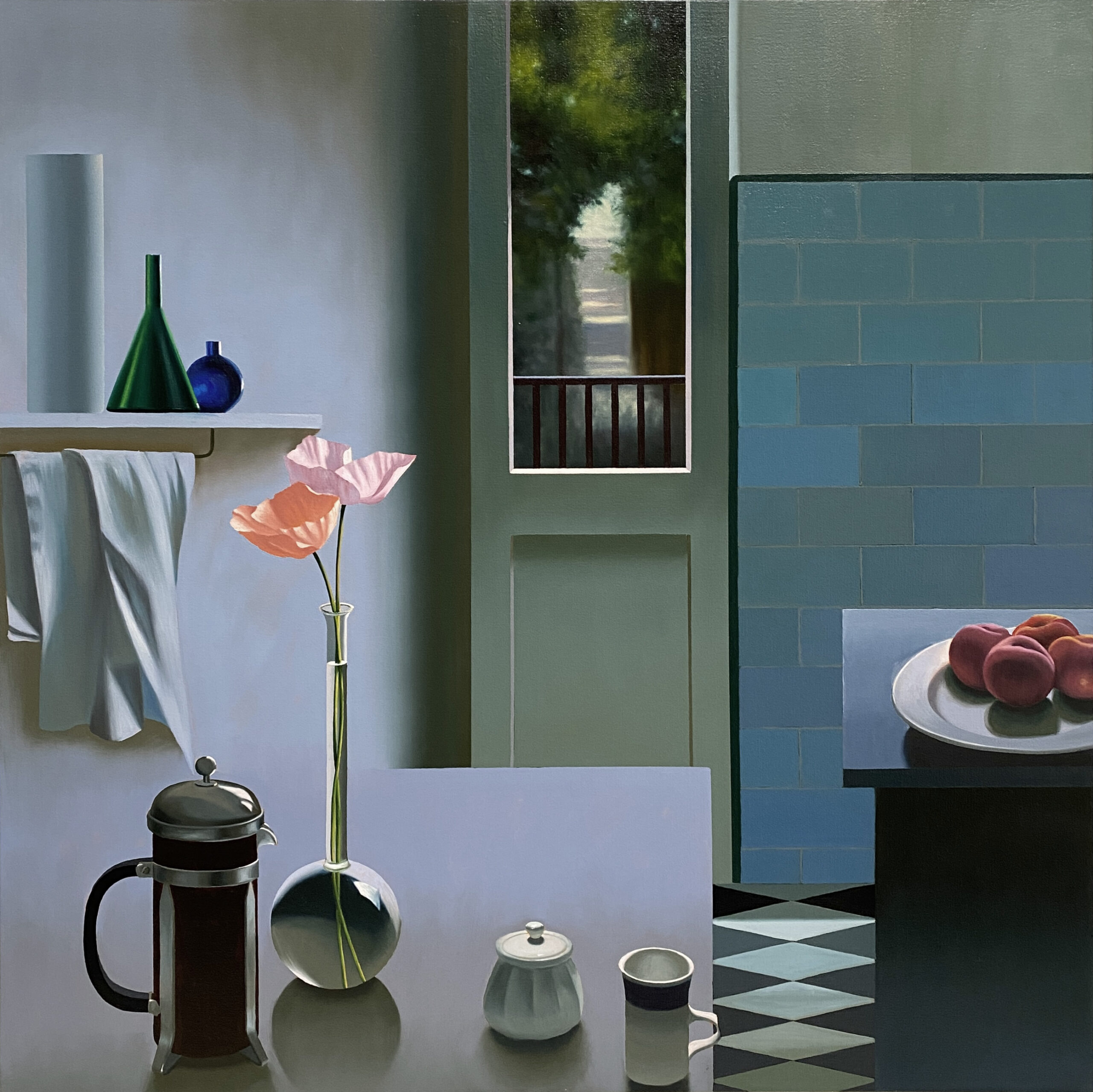 Interior with Coffee Pot and Poppies by Bruce Cohen