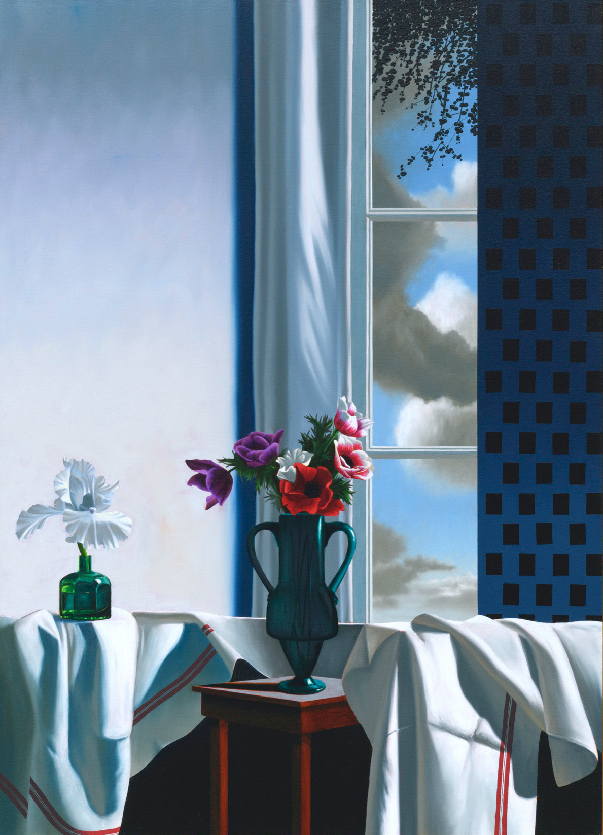 Interior with Bearded Iris and Anemones by Bruce Cohen