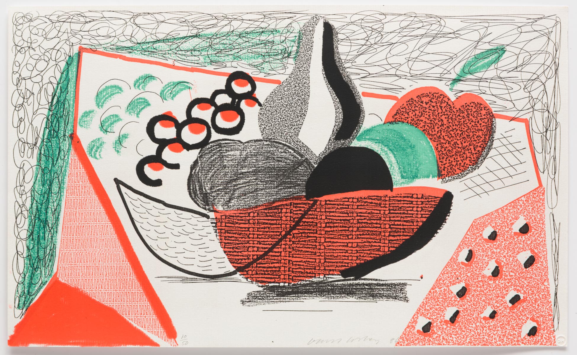 Apples, Pears and Grapes, May 1986 by David Hockney