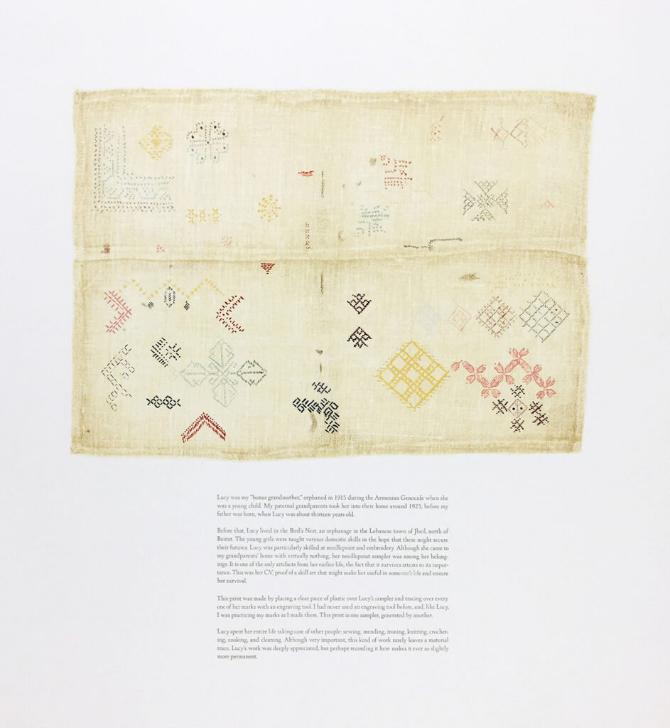 Lucy’s Sampler, 2020, Nina Katchadourian