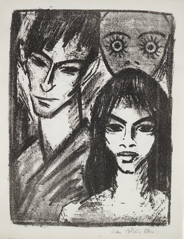 Selbstbildnis Mit Modell Und Maske, 1921, Otto Mueller