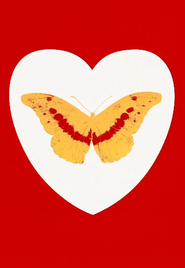 I Love You (white, coral, oriental gold, cool gold), 2015, Damien Hirst, Zebra One Gallery