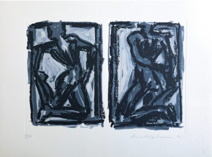 Two Figures, Two Movements, Chelsea Arts Club Centenary Artists - Ivor Abrahams