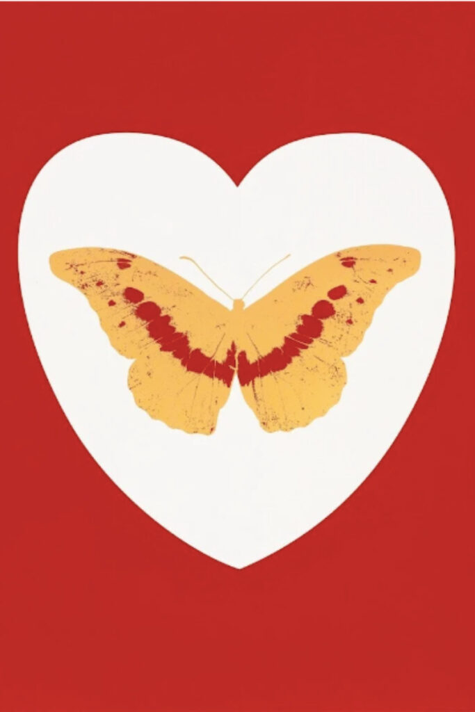 I Love You (white, coral, oriental gold, cool gold) by Damien Hirst Zebra One