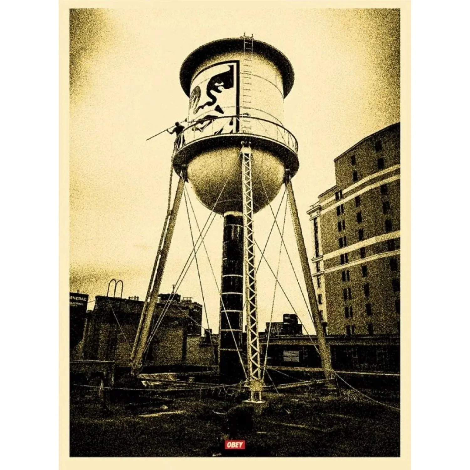 Covert To Overt – Water Tower (Gold) by Shepard Fairey