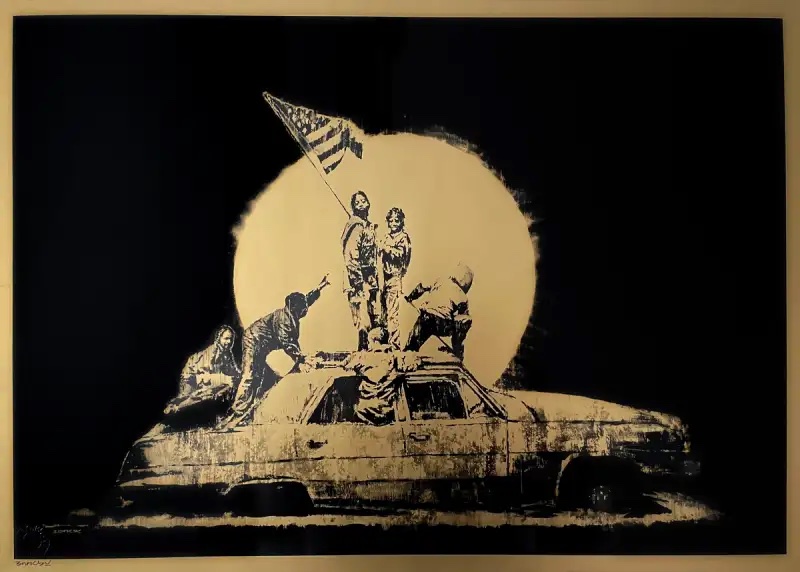 Flag (Gold) by Banksy