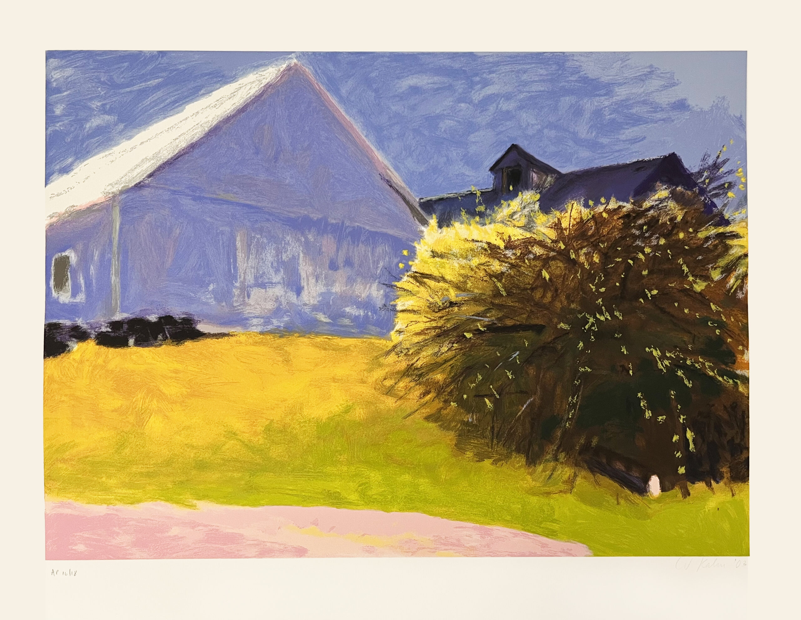 Barn and Forsythia III by Wolf Kahn