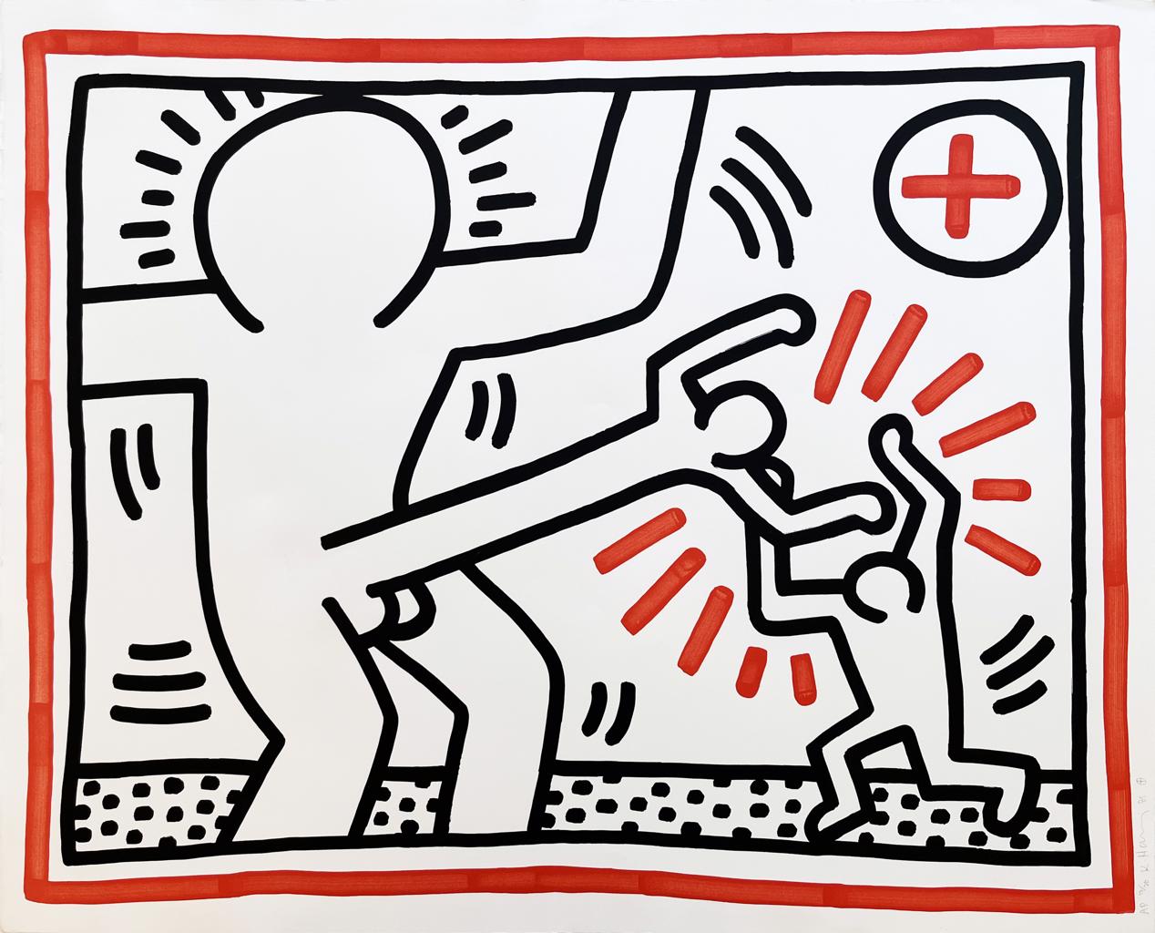 Three Lithographs: One Plate by Keith Haring